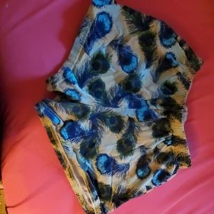 Peacock print shorts